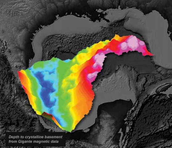 Gulf of Mexico depth to crystalline basement from magnetic data
